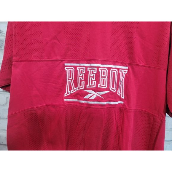 Vintage Reebok Logo Spell‎ Out Embroidered T Shirt Size XL Vented Red 90s - Picture 4 of 10